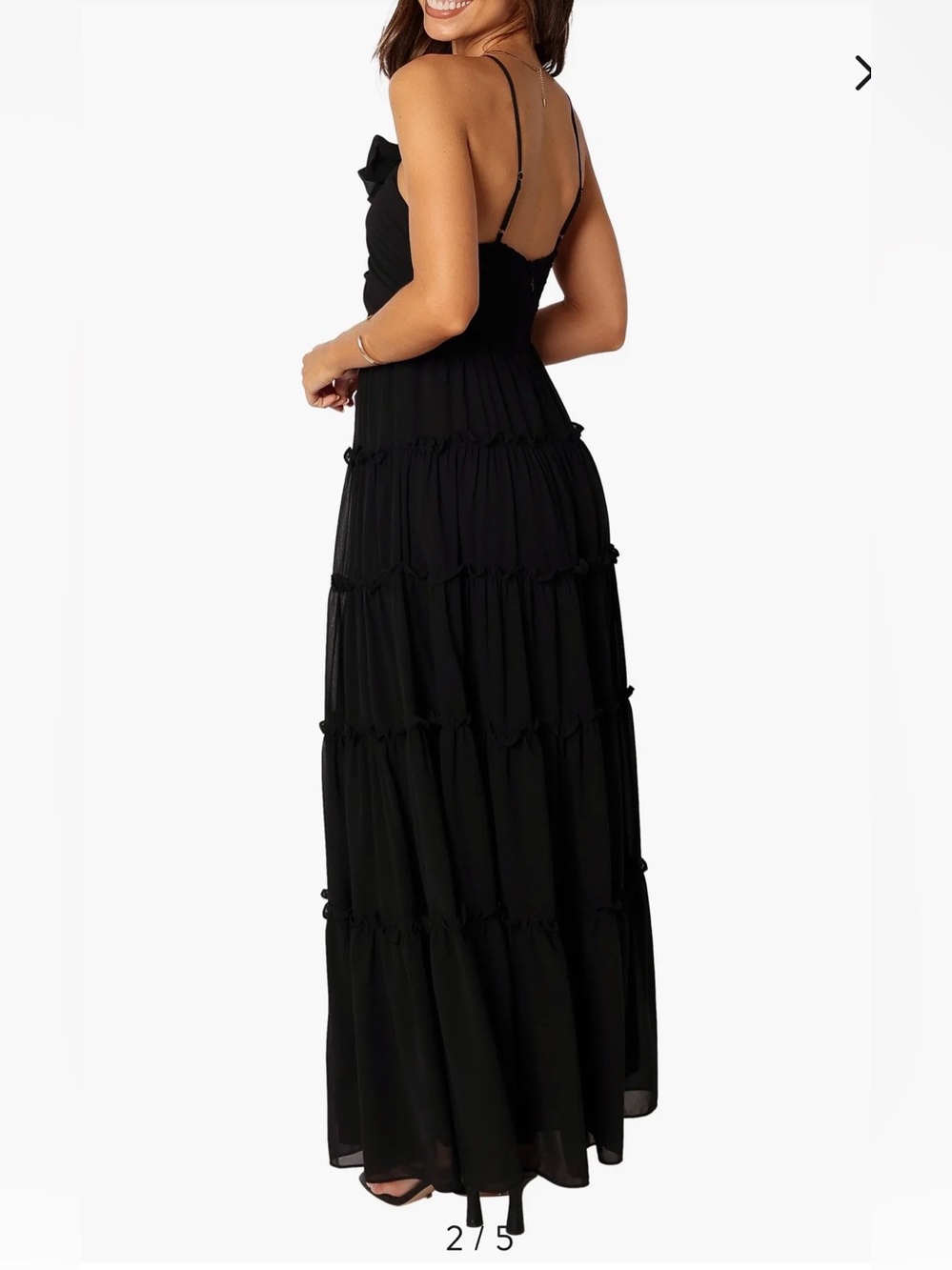 Black Flower Tiered Maxi Dress - Women - Picture 2 of 4
